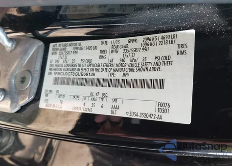 2016 Ford Escape Se from USA, damaged, VIN 1FMCU0G78GUB69136